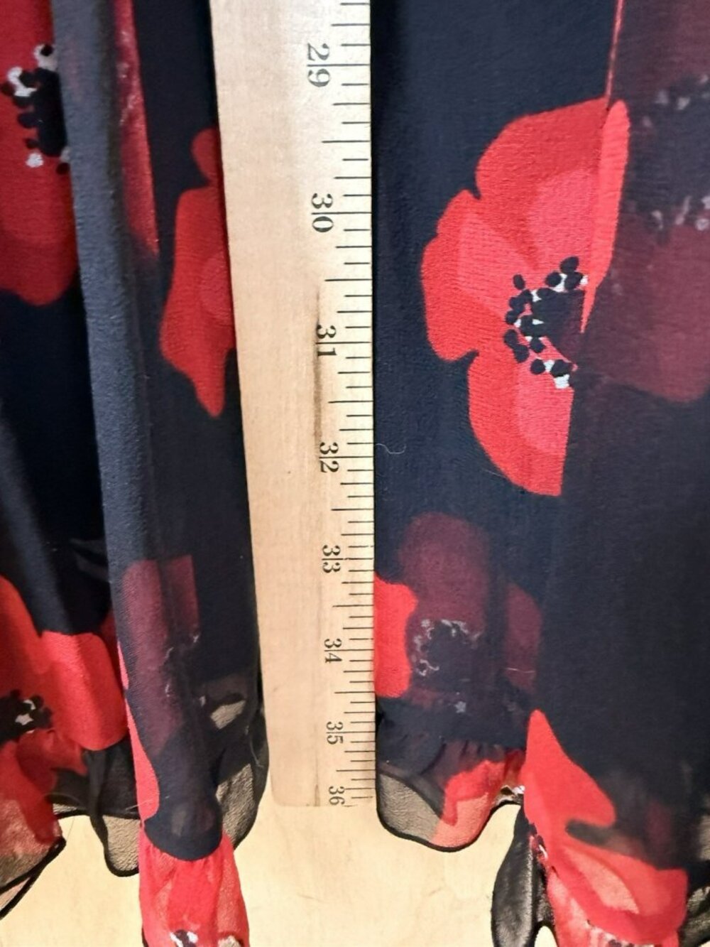 Kate Spade Poppy Chiffon Fit & Flare Mini Dress 6 Ruffles Red Black Silk Floral - Picture 9 of 16